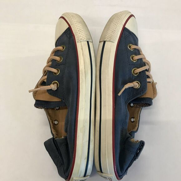 Converse Shoreline Navy Blue Slip On Sneakers w/ Elastic Back & Leather Laces 7 - Picture 4 of 13